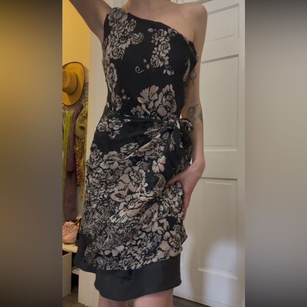 Floral Black and Cream Dress